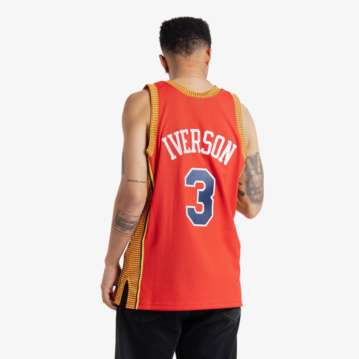 Men Iverson Syracuse Nationals Nats #3 NBA Basketball Jersey Reebok Red Sz  56