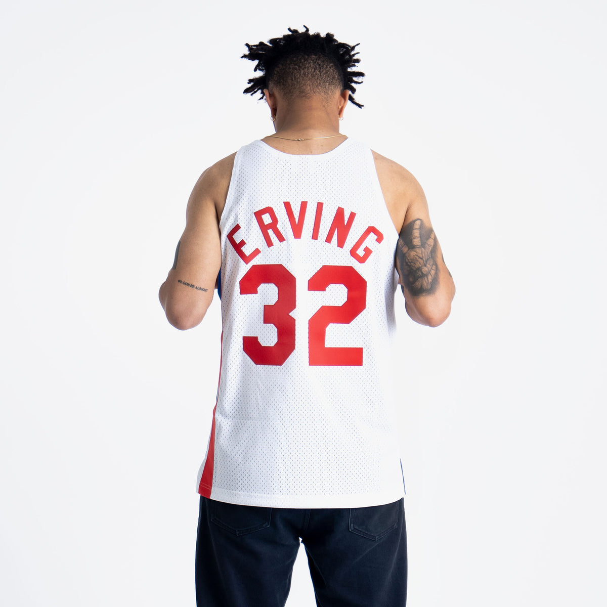 Big & Tall Authentic White Julius Erving Men's Brooklyn Nets