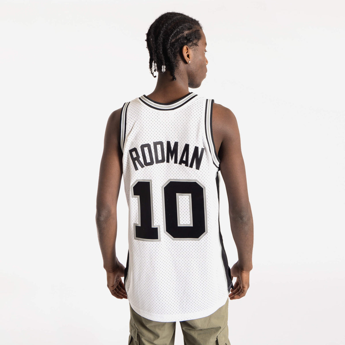 San Antonio Spurs #10 Dennis Rodman White Swingman Throwback