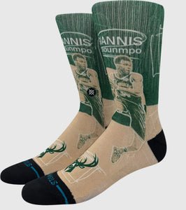 Giannis Antetokounmpo Milwaukee Bucks Pasted Stance NBA Socks