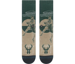 Giannis Antetokounmpo Milwaukee Bucks Pasted Stance NBA Socks