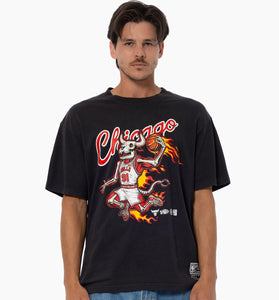 Chicago Bulls On Fire Black Vintage T-Shirt