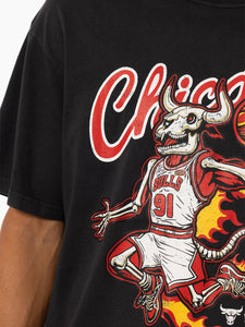 Chicago Bulls On Fire Black Vintage T-Shirt