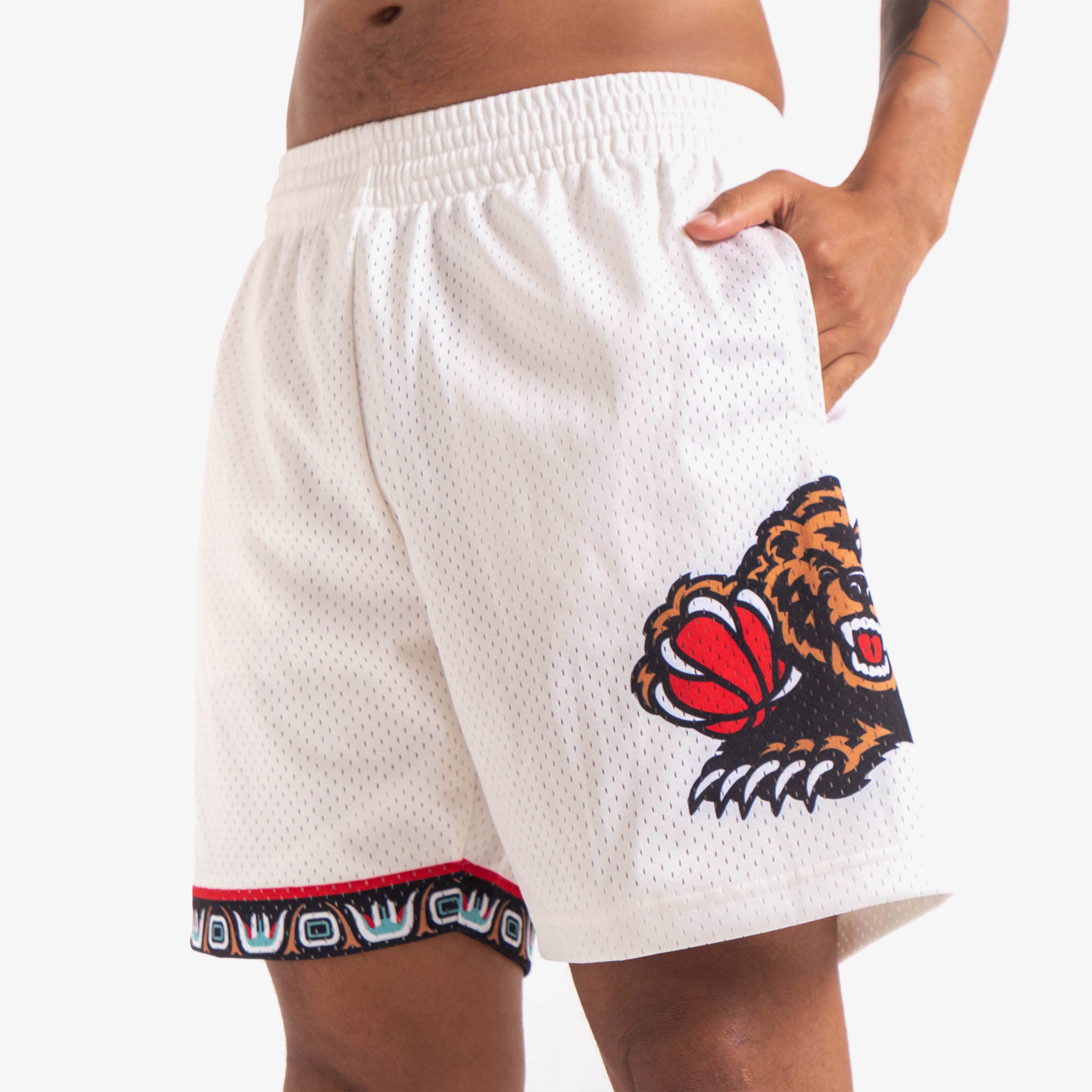 Mitchell and Ness Vancouver Grizzlies NBA White Swingman Shorts