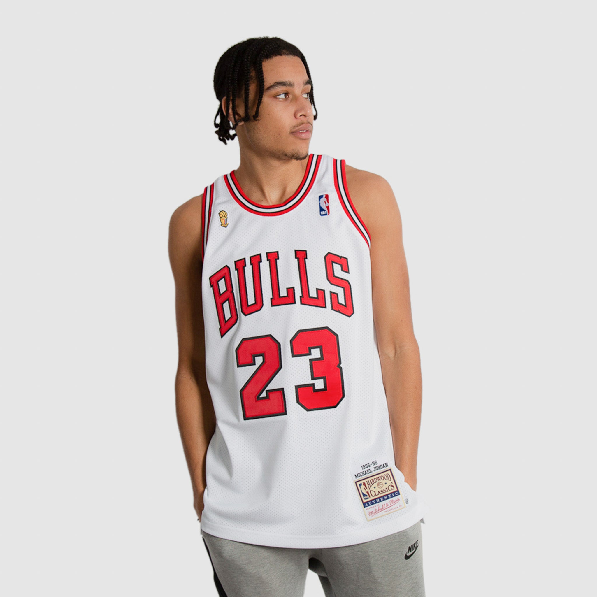 NBA Bulls 23 Michael Jordan White MVP Nike Men Jersey