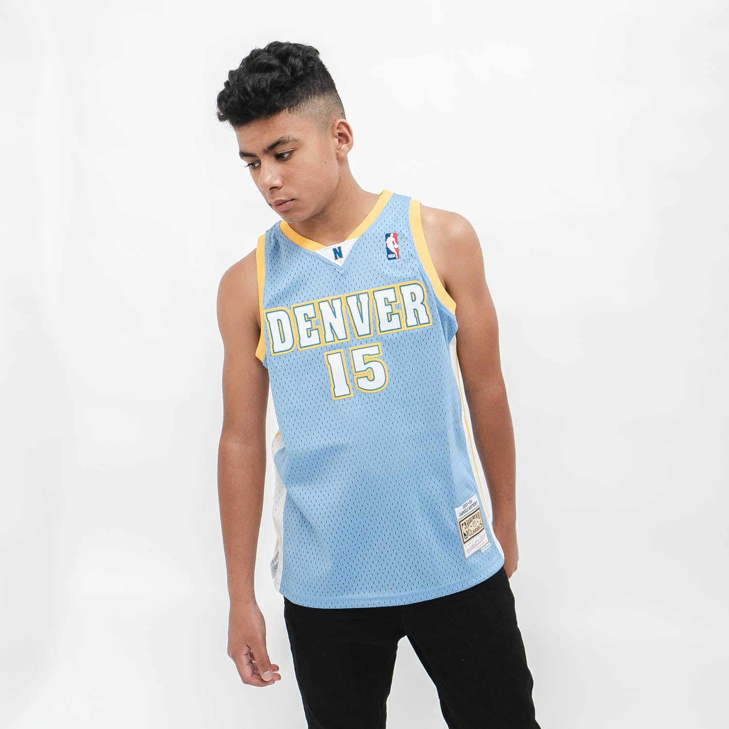 Denver Nuggets Carmelo Anthony Jersey Youth Medium White Blue Basketball  Boys *