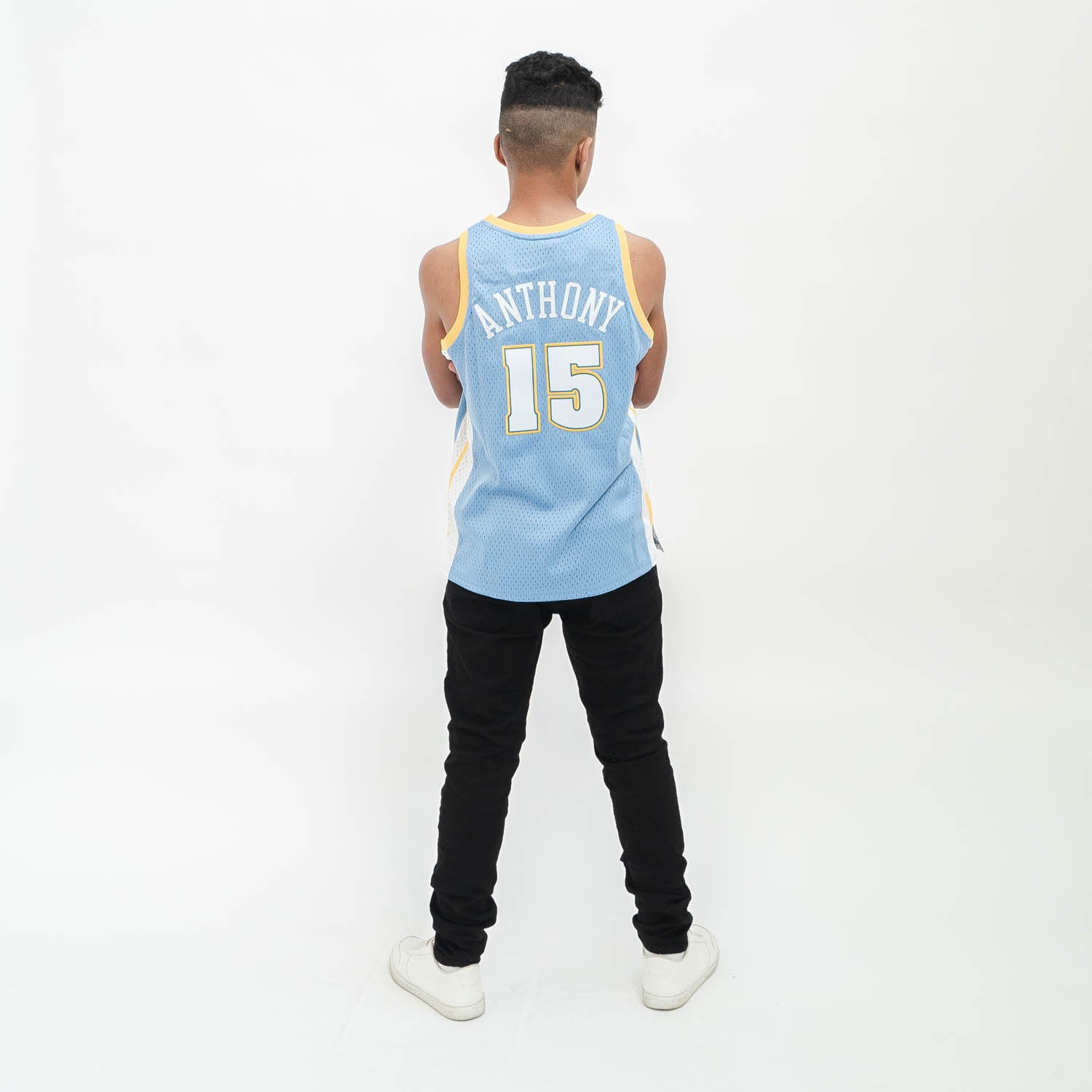 Denver Nuggets Carmelo Anthony Jersey Youth Medium White Blue Basketball  Boys *