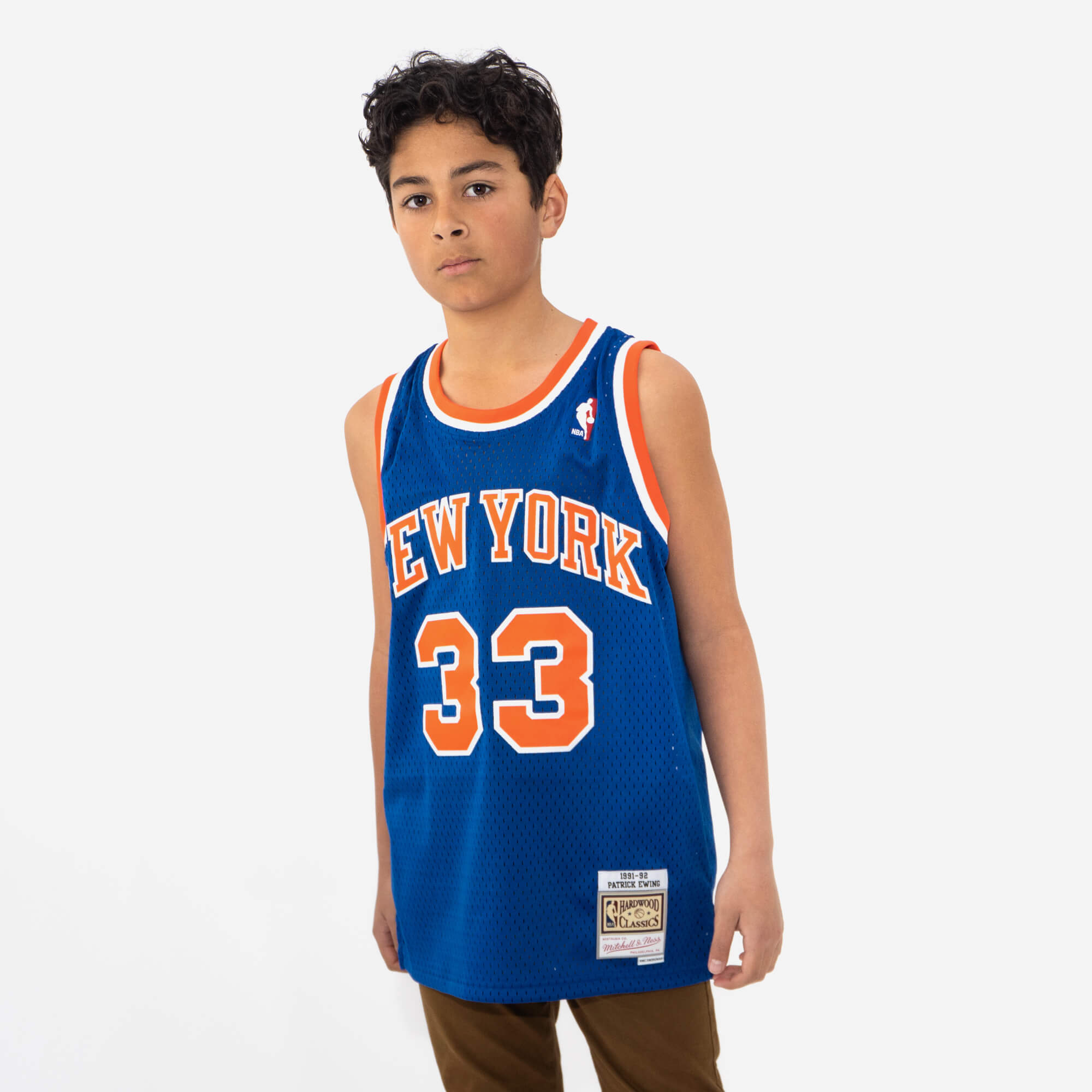 Sand Knit NBA PATRICK EWING NEW YORK KNICKS JERSEY Sz XL (runs Small)