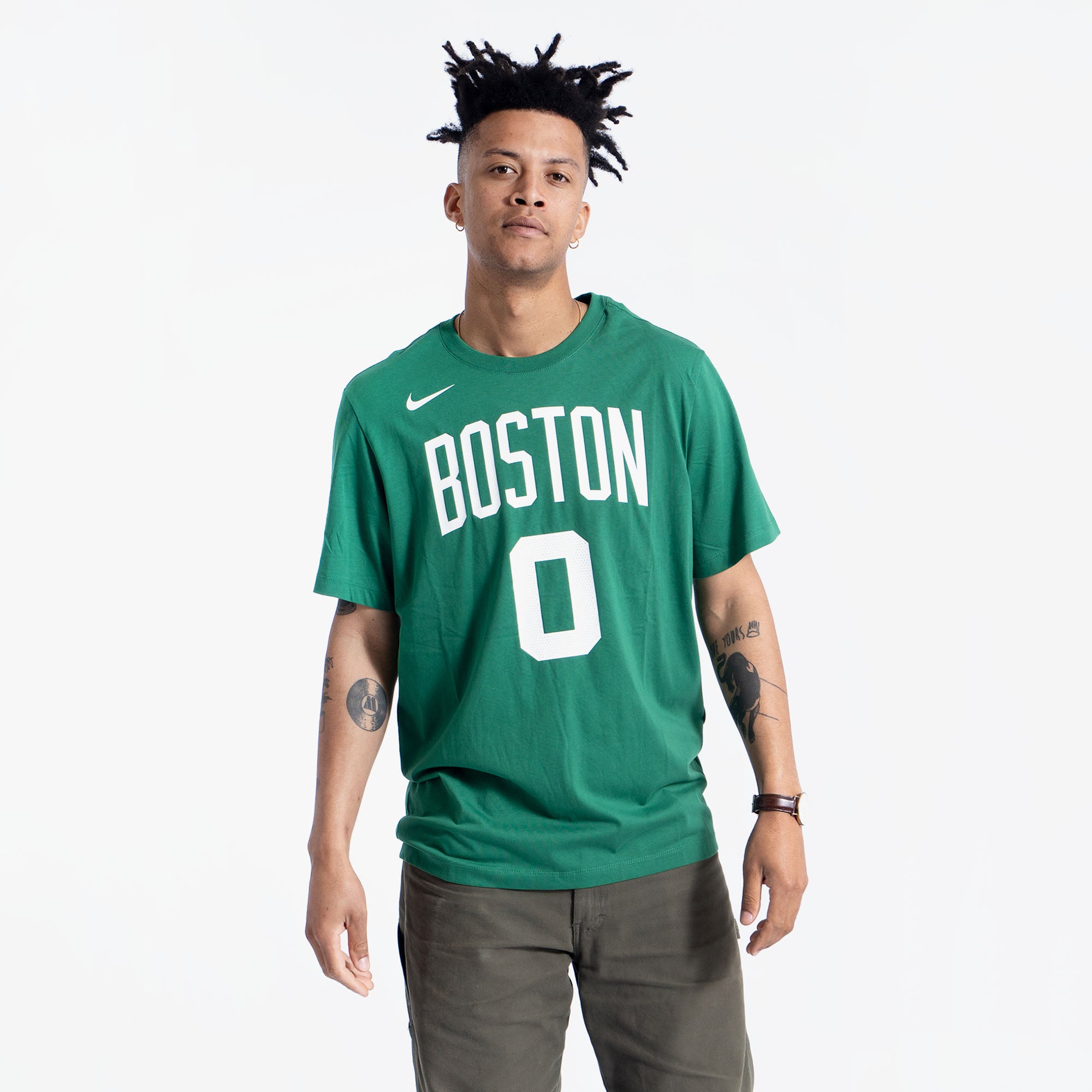 Men's Boston Celtics Jayson Tatum Nike White Name & Number T-Shirt