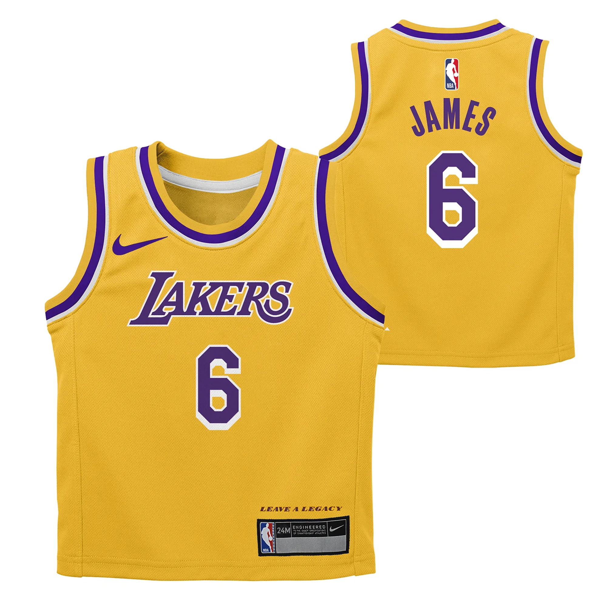 NBA LAKERS YELLOW JERSEY LeBron JAMES #6 Size XL